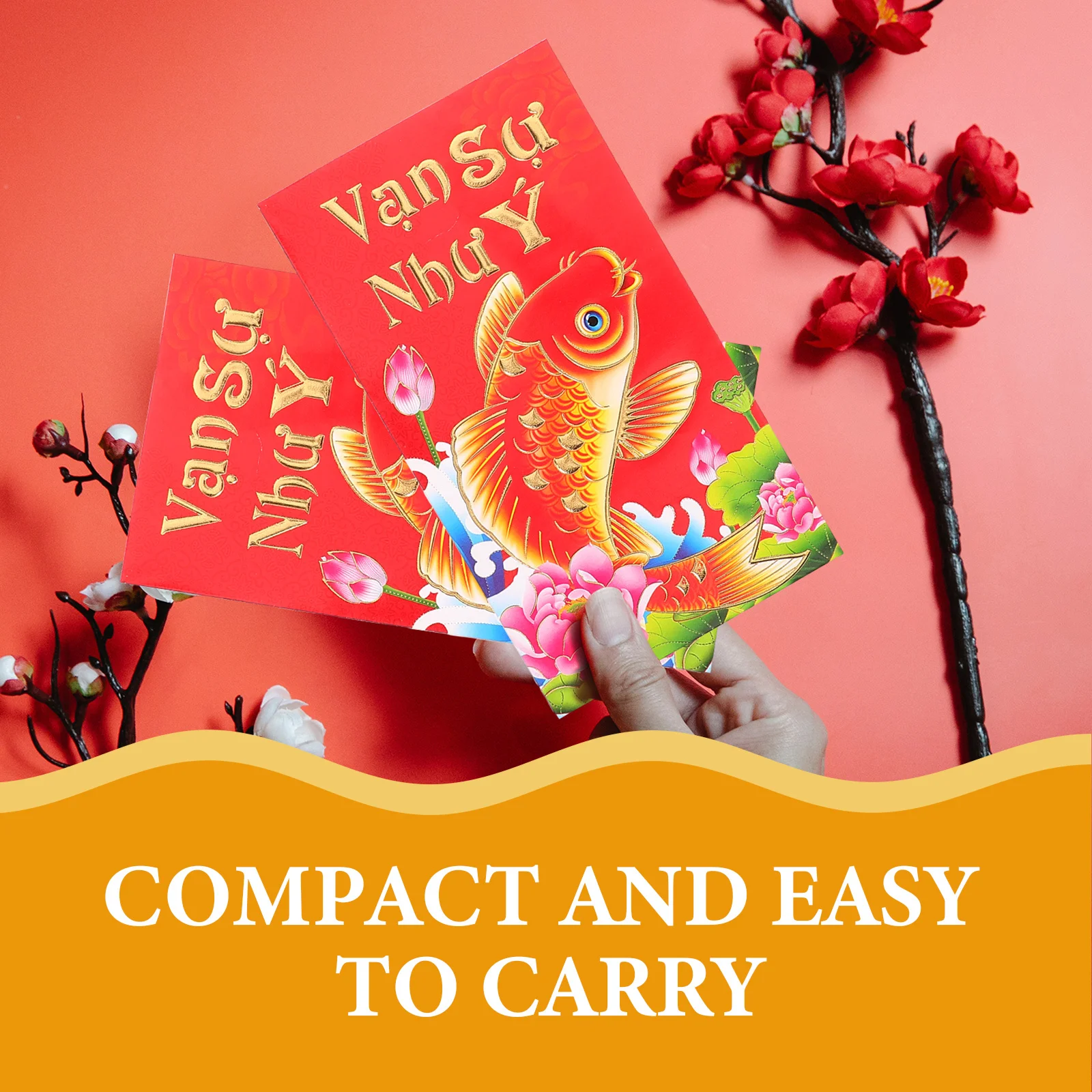 Китайские красные конверты с узором кои - Фотография_3