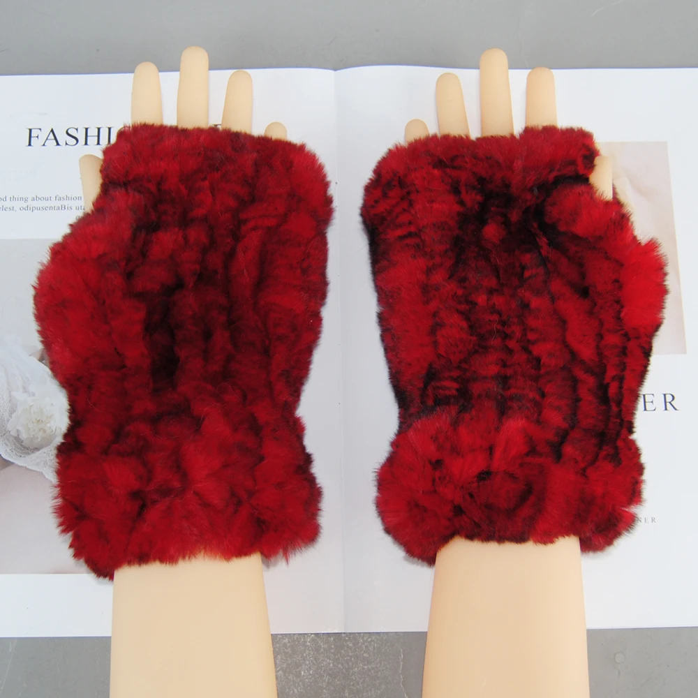 Новые модные перчатки из натурального меха кролика рекс - Фотография_3