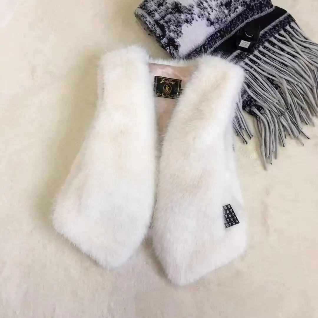 Праздничный женский короткий жилет из искусственного лисьего меха - Фотография_5