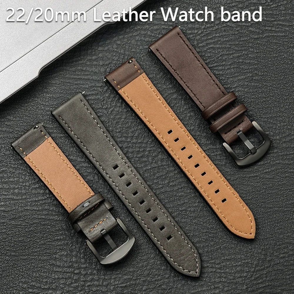 Кожаный ремешок 20 мм 22 мм для samsung galaxy watch 7/6/5/4 40 44 мм - Фотография_6