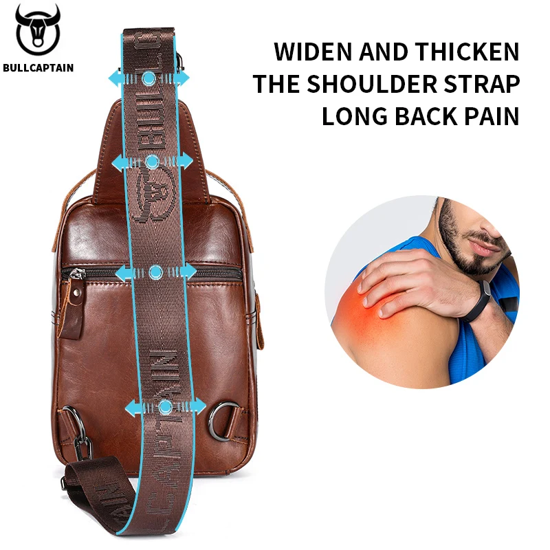 Bullcaptain мужская нагрудная сумка из натуральной кожи - Фотография_2