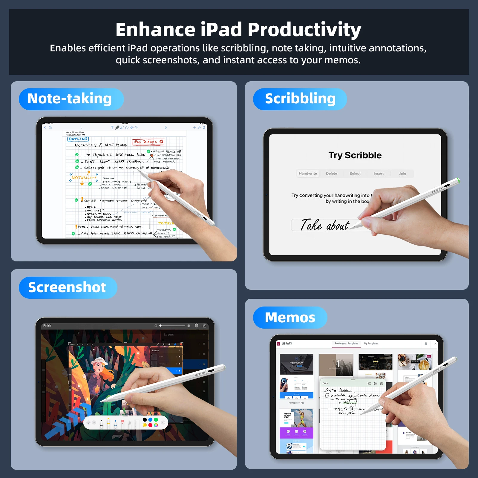 Ручка-стилус goojodoq gd14 для apple pencil с ipad - Фотография_6