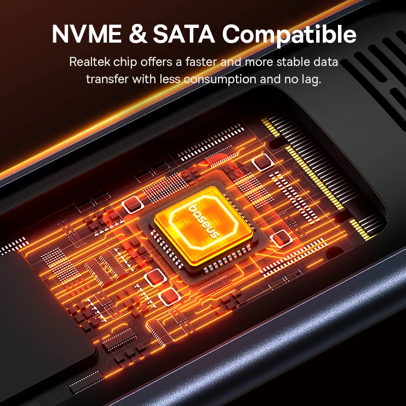 Корпус ssd baseus m2 nvme sata dual protocol 10 гбит/с m - Фотография_2