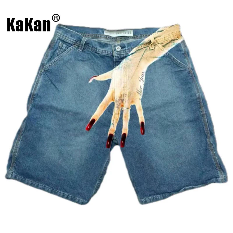 Kakan - новые мужские модные джинсы в стиле хип-хоп y2k - Фотография_4