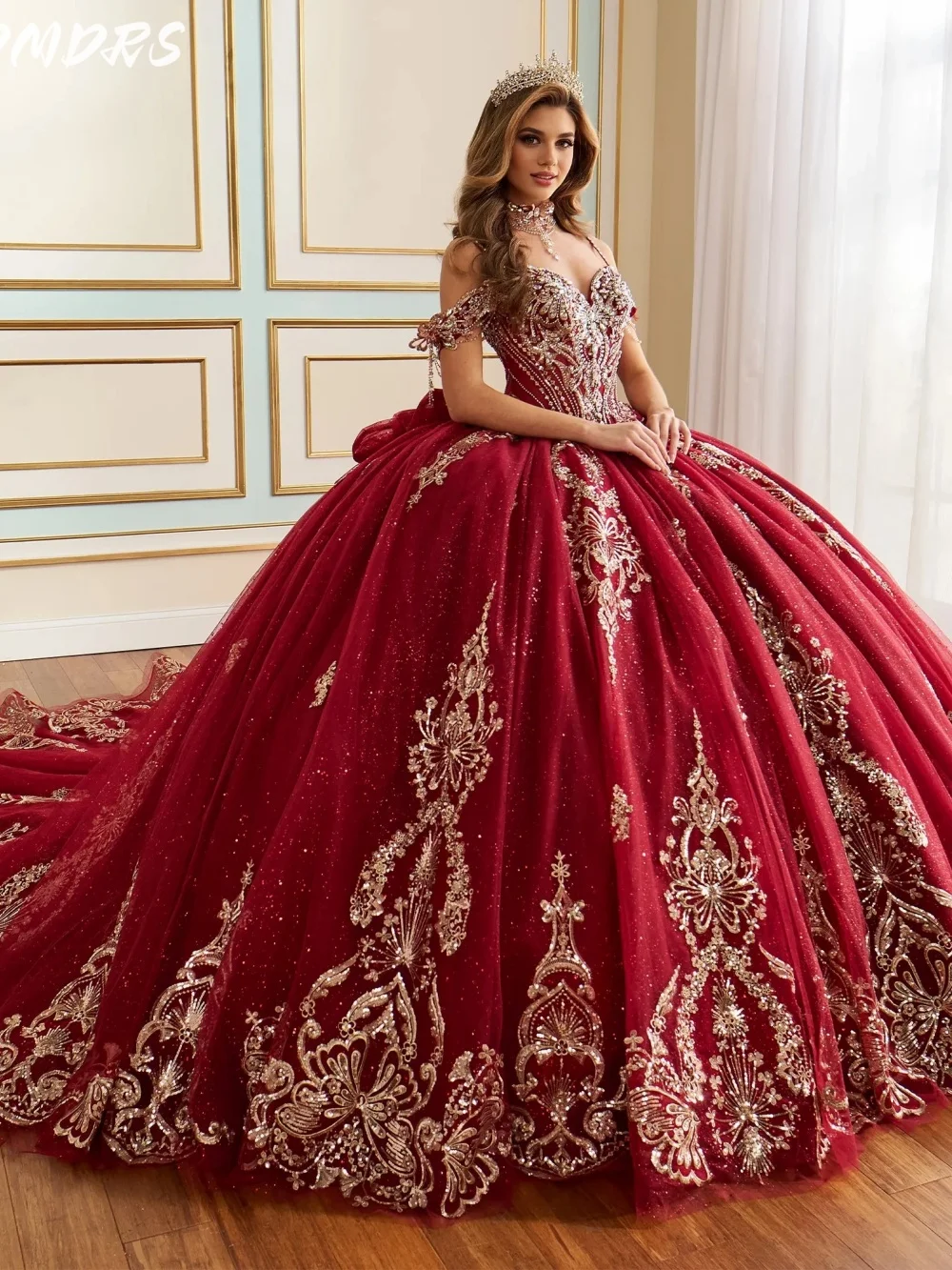 Романтическое платье quinceanera с открытыми плечами - Фотография_4