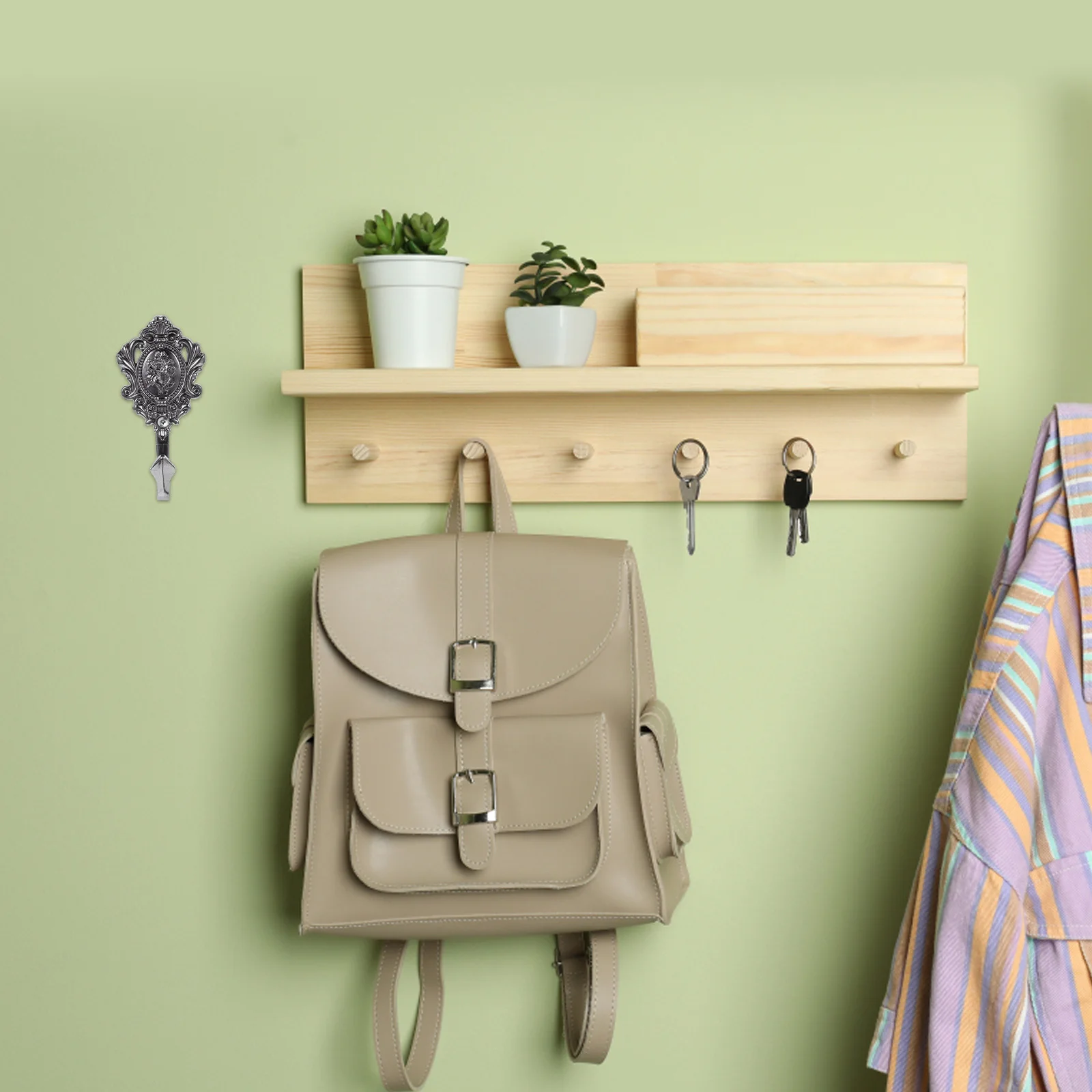 Металлическая настенная вешалка с крючками для пальто - Фотография_5