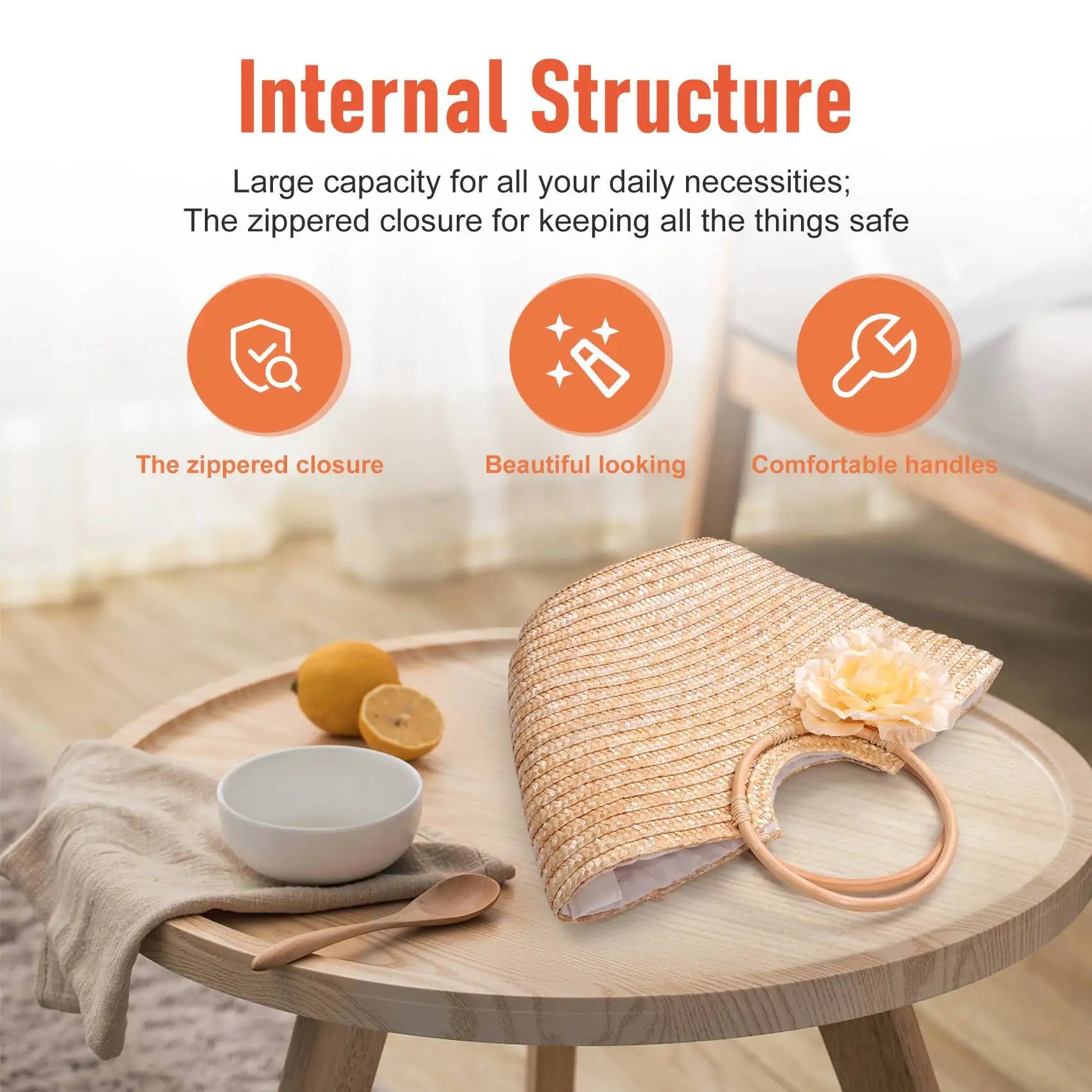 Abqr женская соломенная сумка с цветочным плетением - Фотография_6