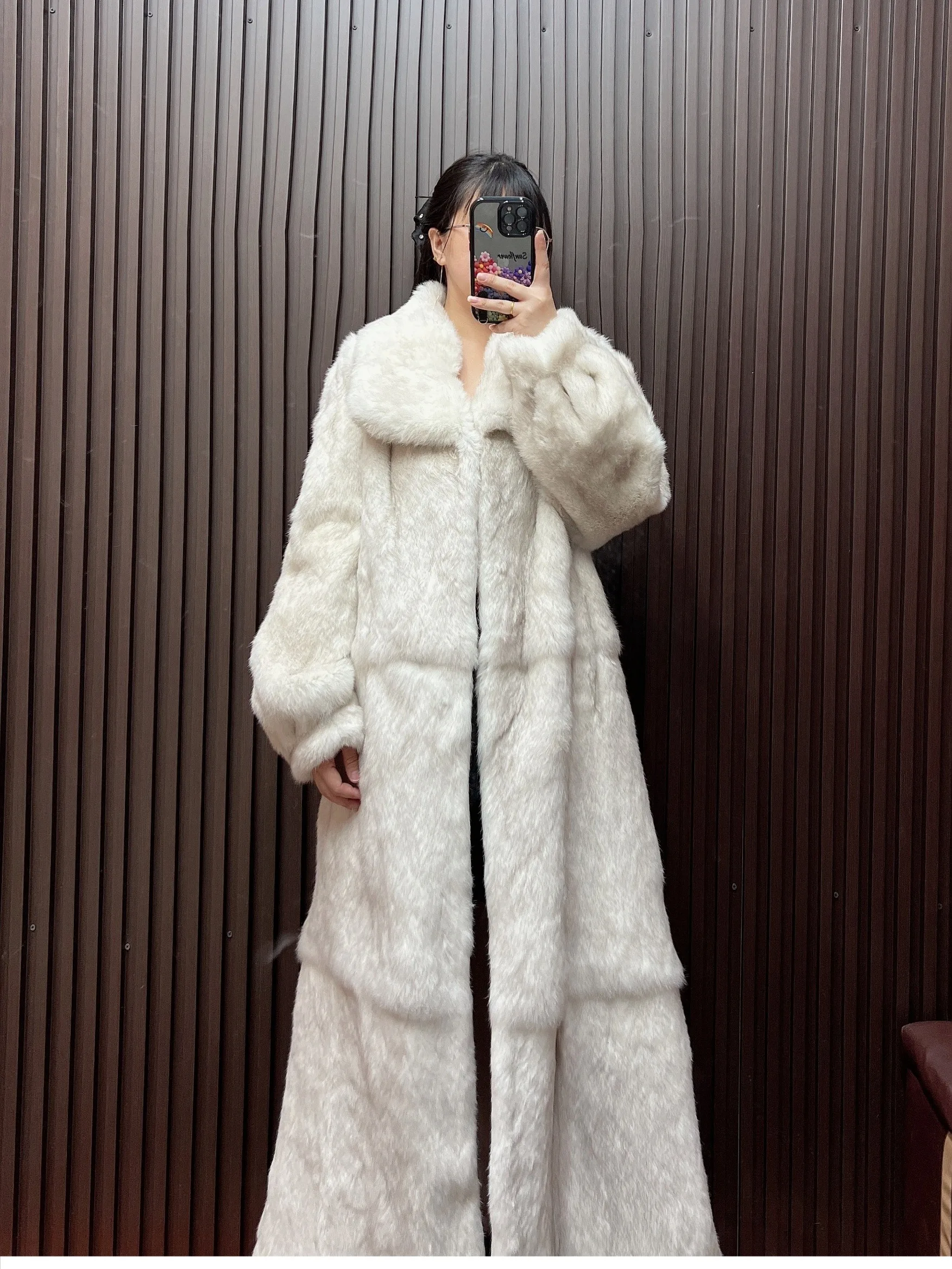 Furyoume новое пальто из 100% кроличьего меха длиной 120 см - Фотография_6