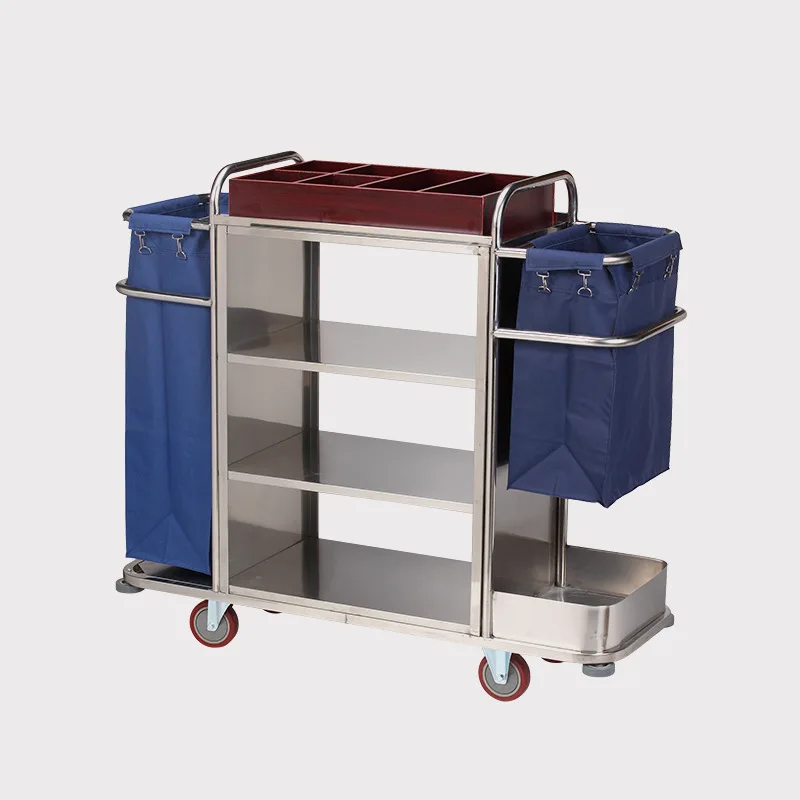 Двусторонняя рабочая тележка из нержавеющей стали для гостиницы - Фотография_5