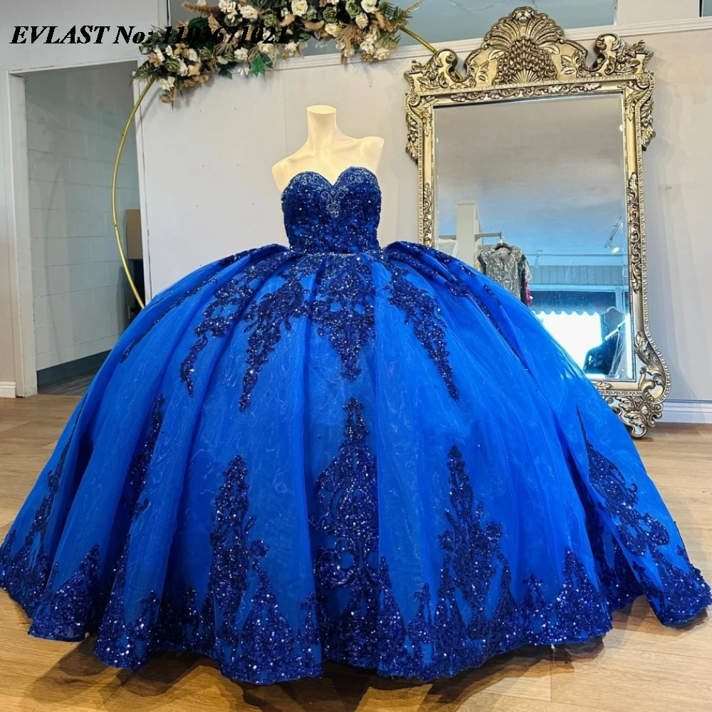 Evlast индивидуальное королевское синее платье quinceanera