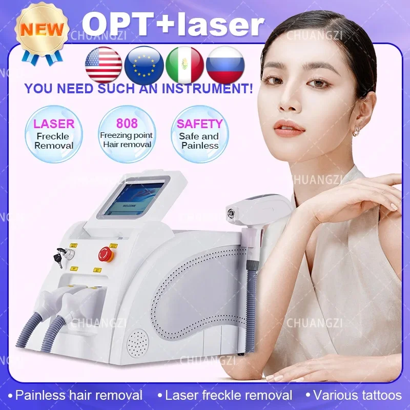 Профессиональная лазерная эпиляция ipl machie 2in1 opt
