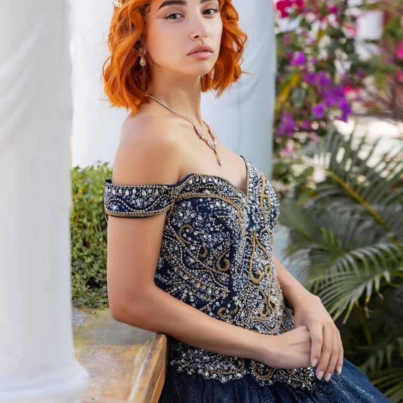 Блестящие темно-синие платья quinceanera по индивидуальному заказу - Фотография_4