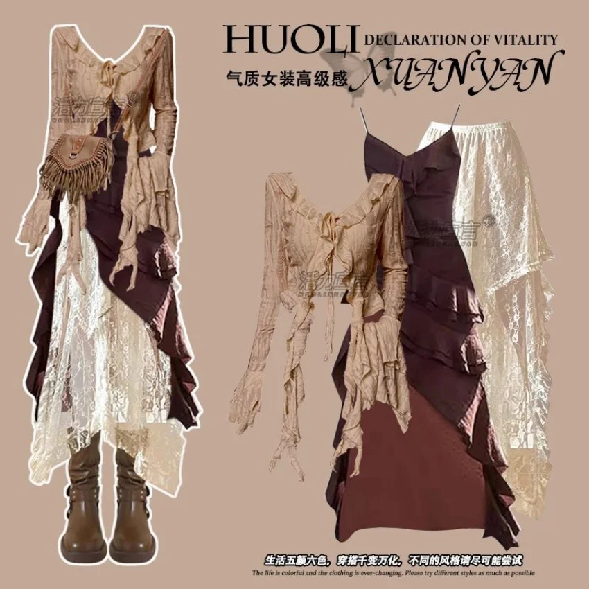 Осенний новый облегающий топ нестандартной формы с рюшами на подтяжках - Фотография_6