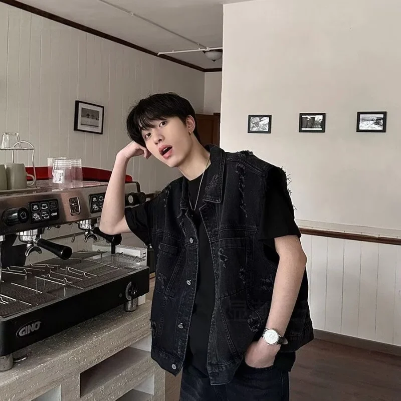 Осенний американский ретро потертый жилет - Фотография_4