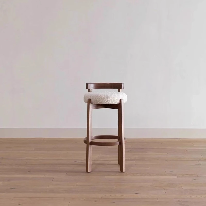 Скандинавский винтажный барный стул - стильный стул для макияжа со спинкой - Фотография_3