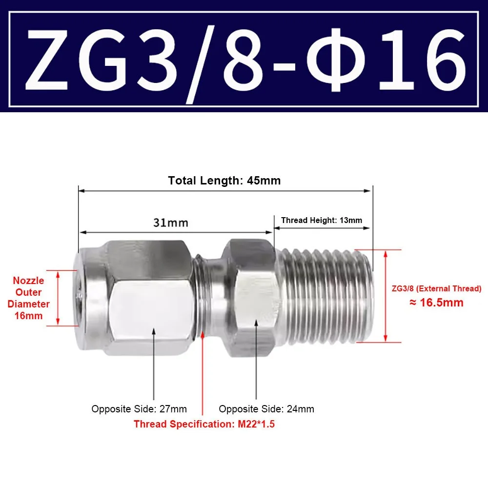 1/8 "1/4" 3/8 "1/2"