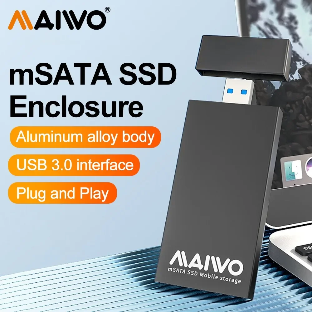 Чехол-адаптер maiwo msata ssd — usb 3.0 для мини-накопителя sata 30x30 мм