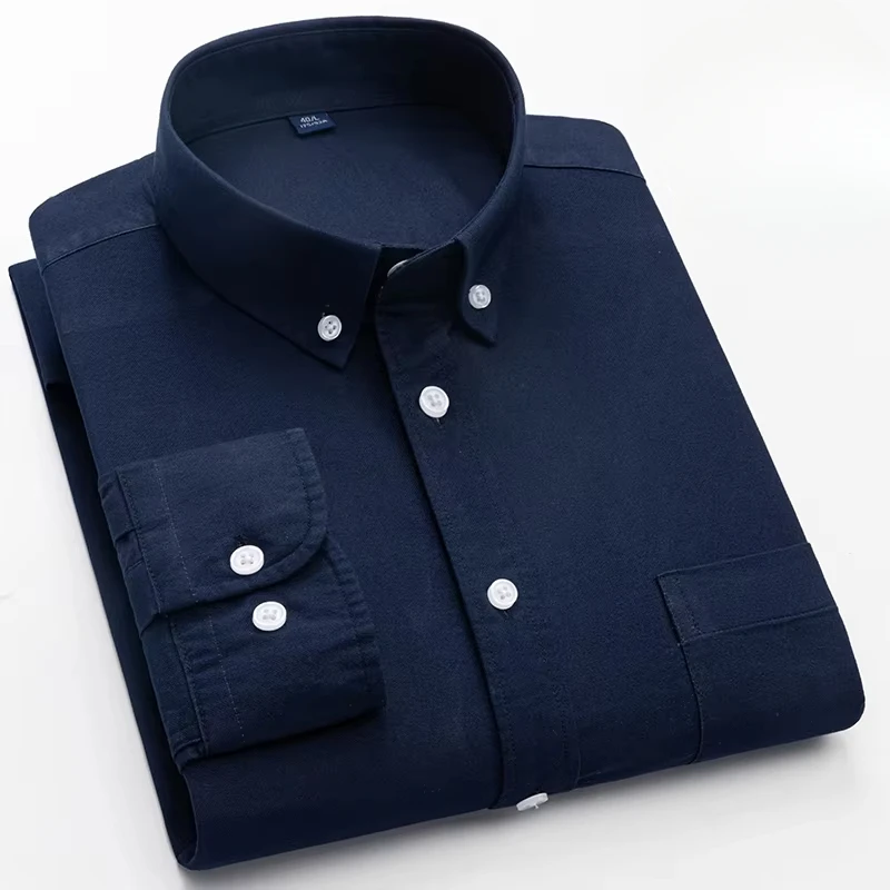 Мужские рубашки-оксфорды из 100% хлопка с длинными рукавами - Фотография_4