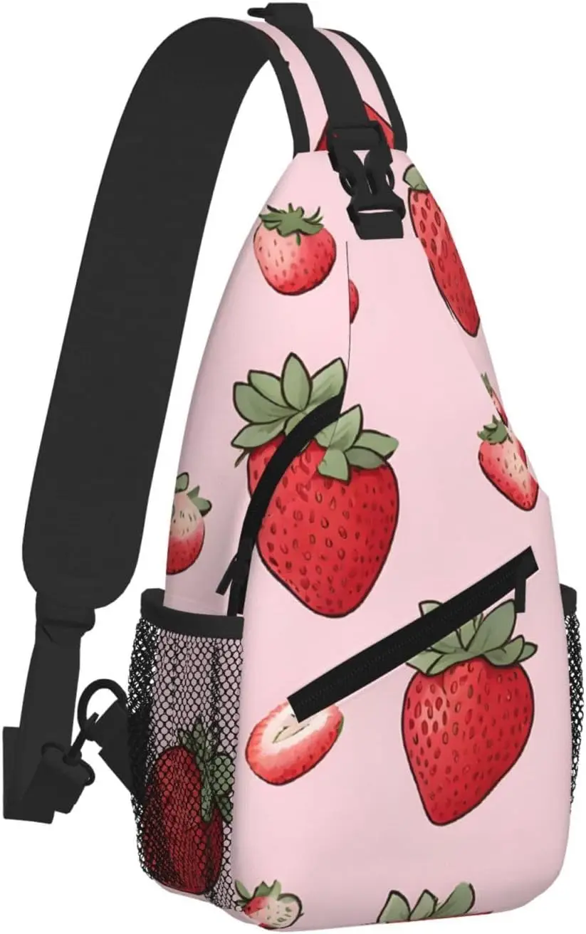 Нагрудная сумка через плечо с клубничным узором - Фотография_2