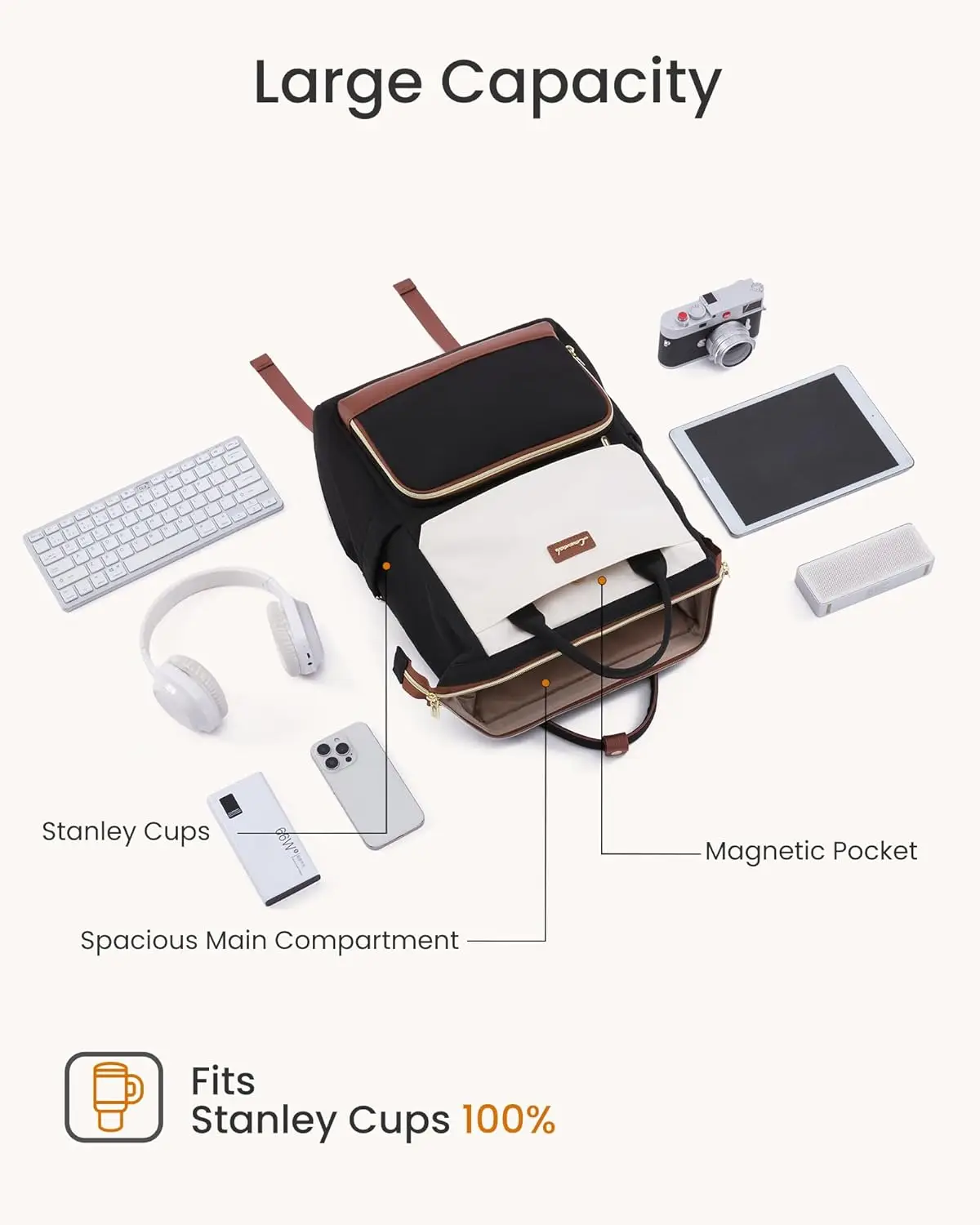 Рюкзак для ноутбука lovevook для женщин с гигантским держателем стакана - Фотография_5