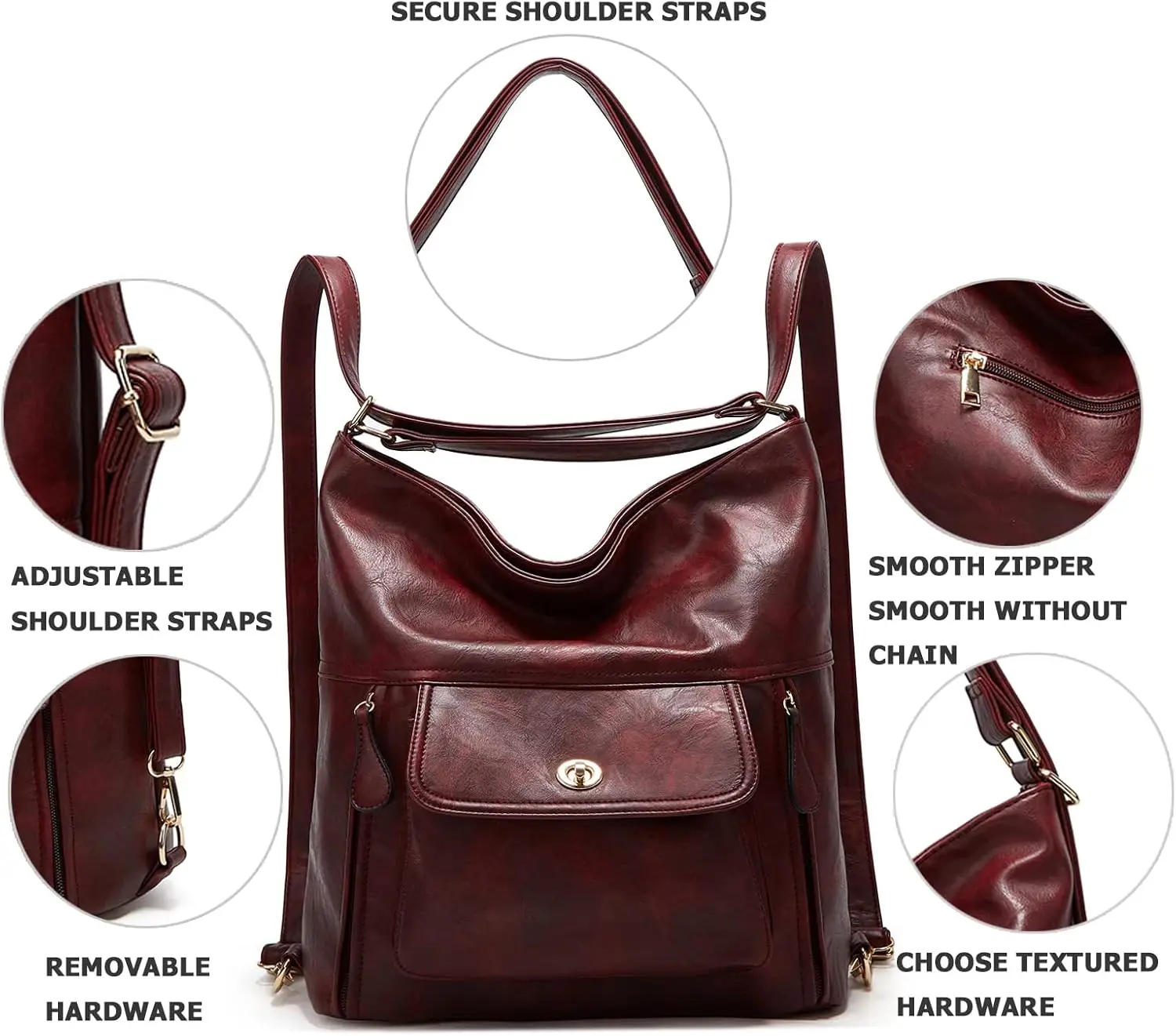 Myfriday винтажный кожаный модный рюкзак-кошелек для женщин - Фотография_6