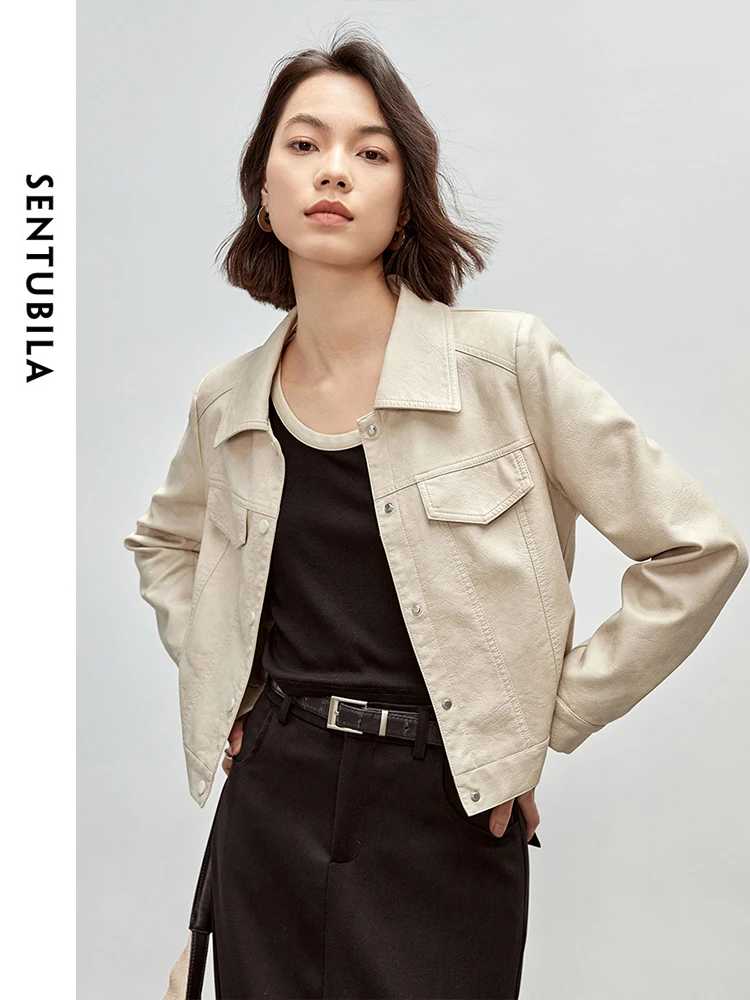 Sentubila женские укороченные куртки из искусственной кожи в стиле ретро