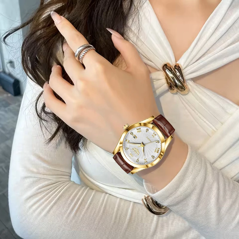 Lige женские часы модные кожаные - Фотография_5