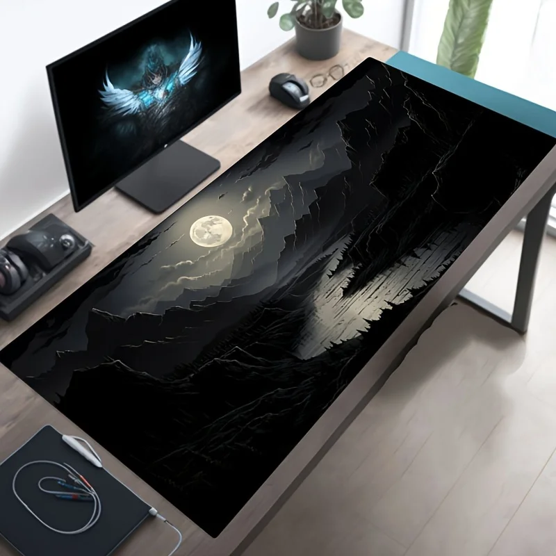 Большой крутой коврик для мыши night moonlight для ноутбука