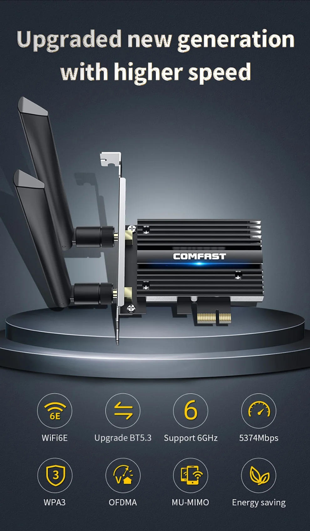 Мбит/с wifi6e ax210 беспроводной адаптер pcie bluetooth5.3 2 - Фотография_5