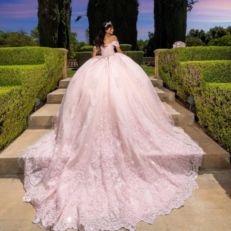 Простые светло-розовые платья quinceanera - Фотография_5