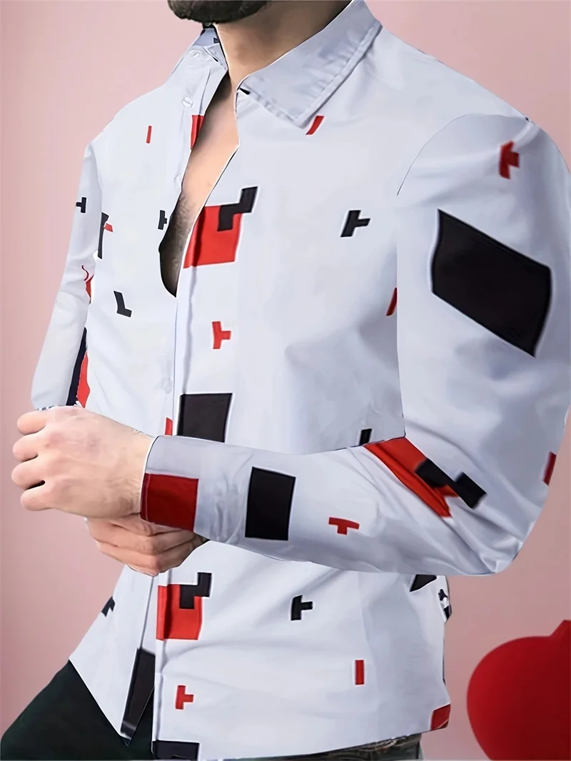 Мужская рубашка с квадратным узором для покера - Фотография_3