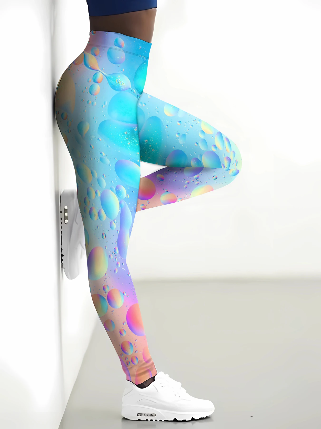 Женские леггинсы с высокой талией и градиентным принтом - Фотография_4