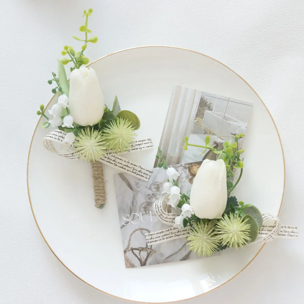 Бутоньерки цвета слоновой кости для мужчин - Фотография_5