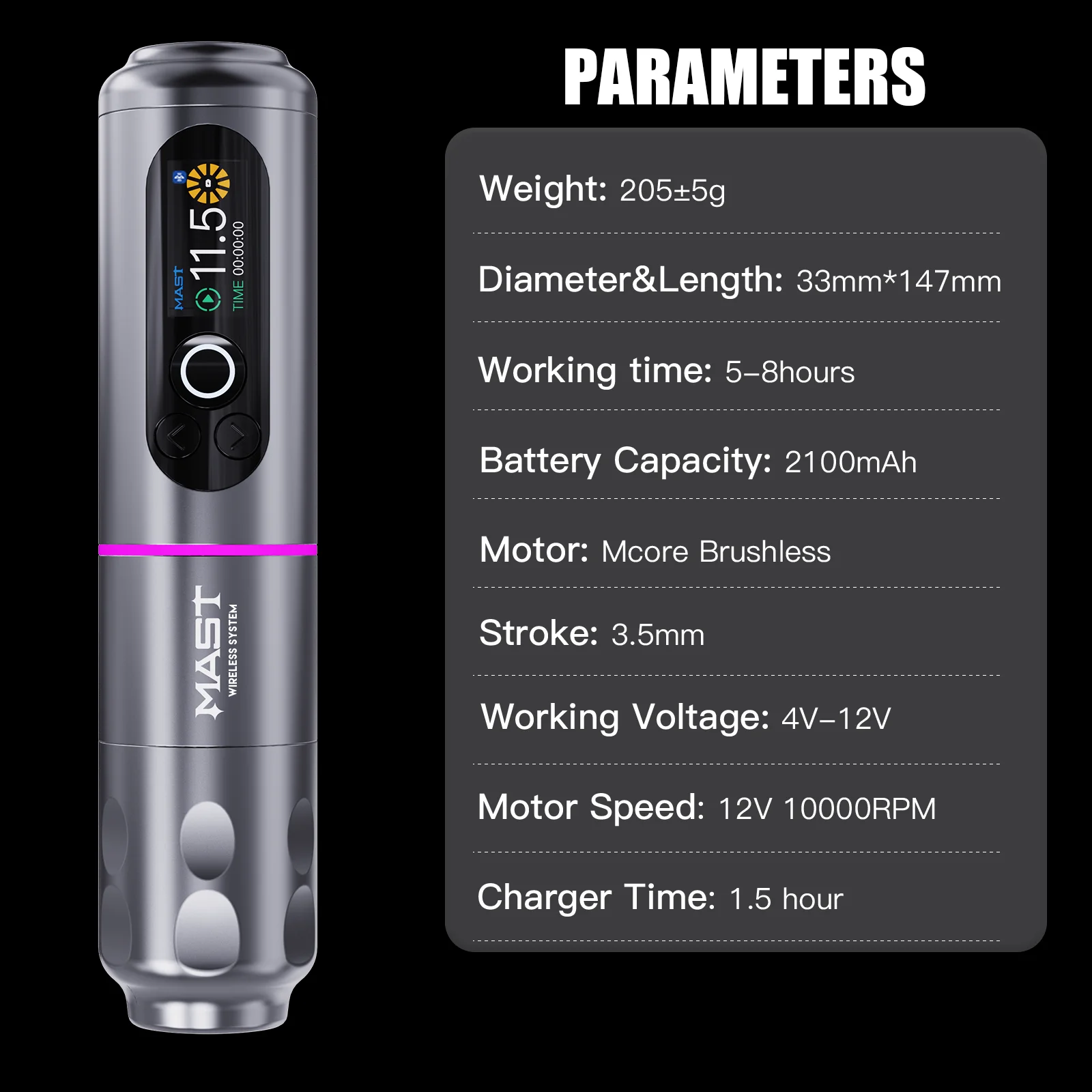 Беспроводная bluetooth-машинка для татуировки mast archer 2 - Фотография_4