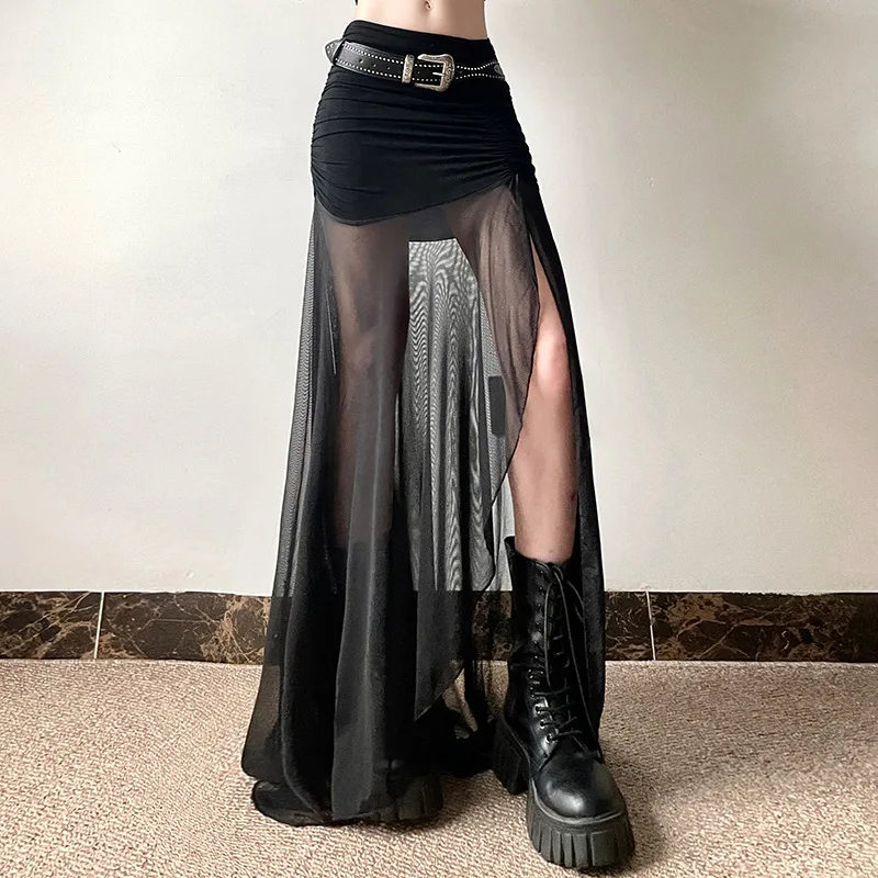 Goth dark mall goth сетчатые лоскутные - Фотография_2