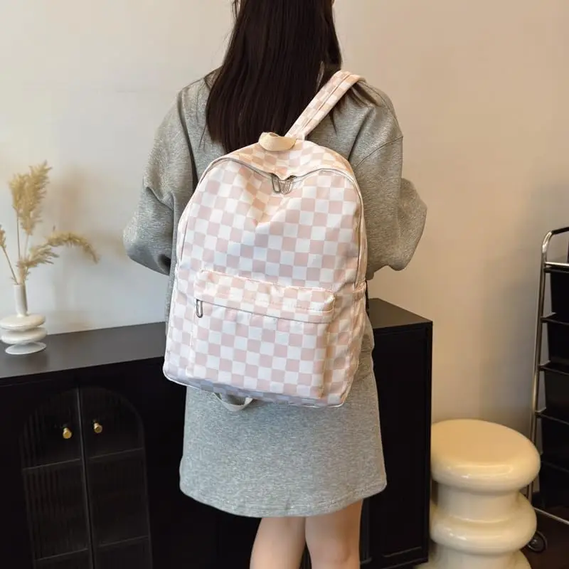 Рюкзак в клетку с пеналом и маленькой - Фотография_2