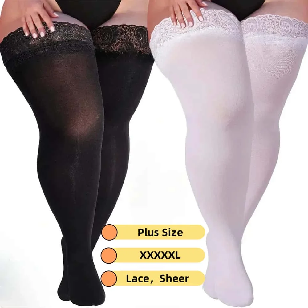 Женские сексуальные черные чулки до бедра больших размеров