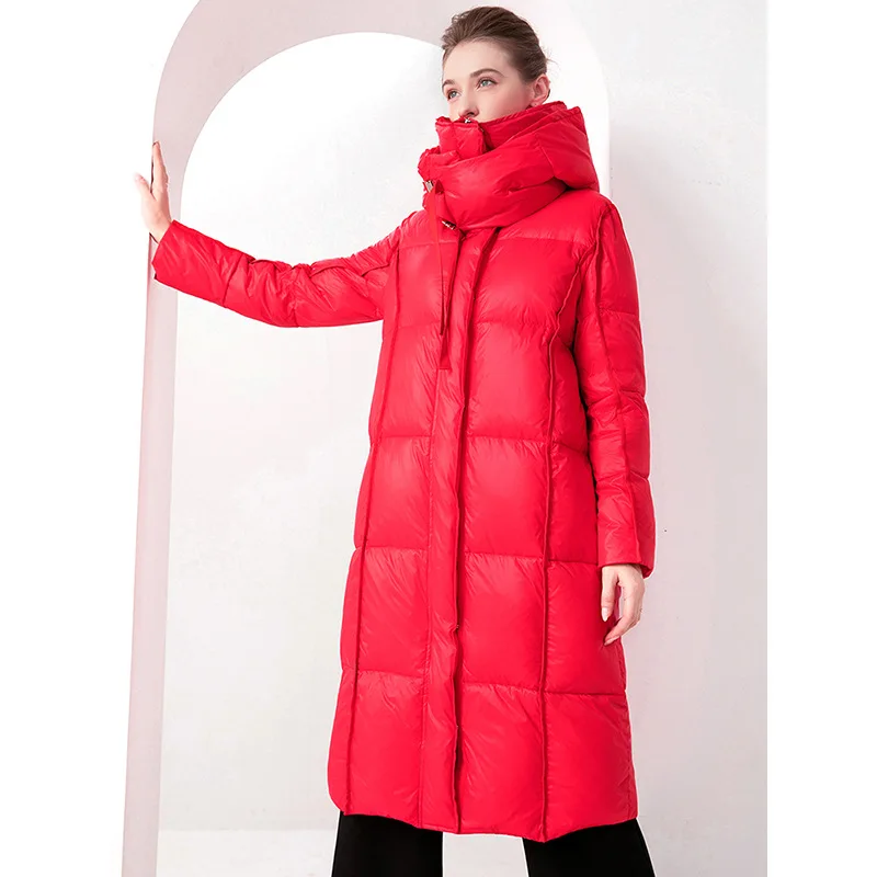 Трендовое зимнее женское холодное пальто на белом утином пуху - Фотография_2