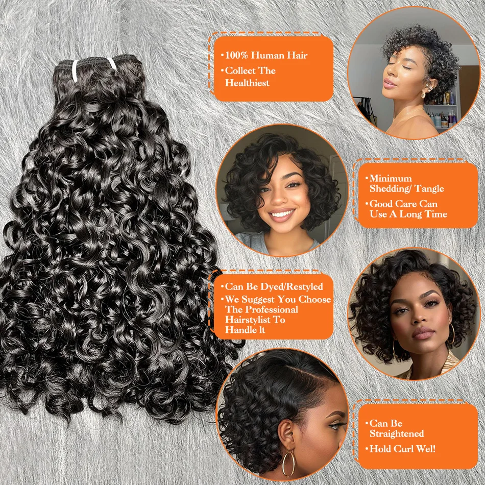 Двойные нарисованные пучки волос pixie curl с застежкой - Фотография_6