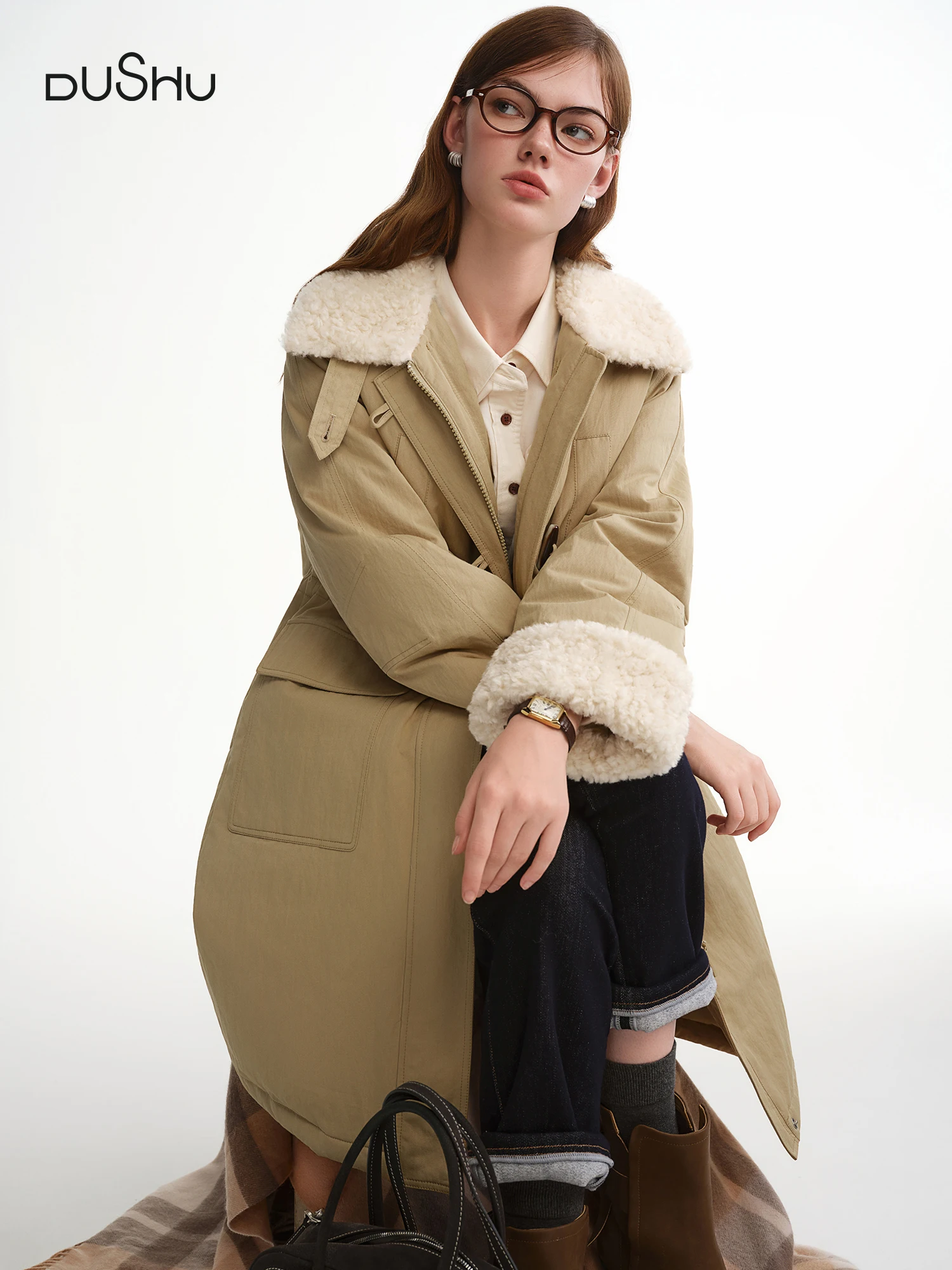 Dushu женский мягкий снежный ретро пуговицы больших размеров с бульдогом