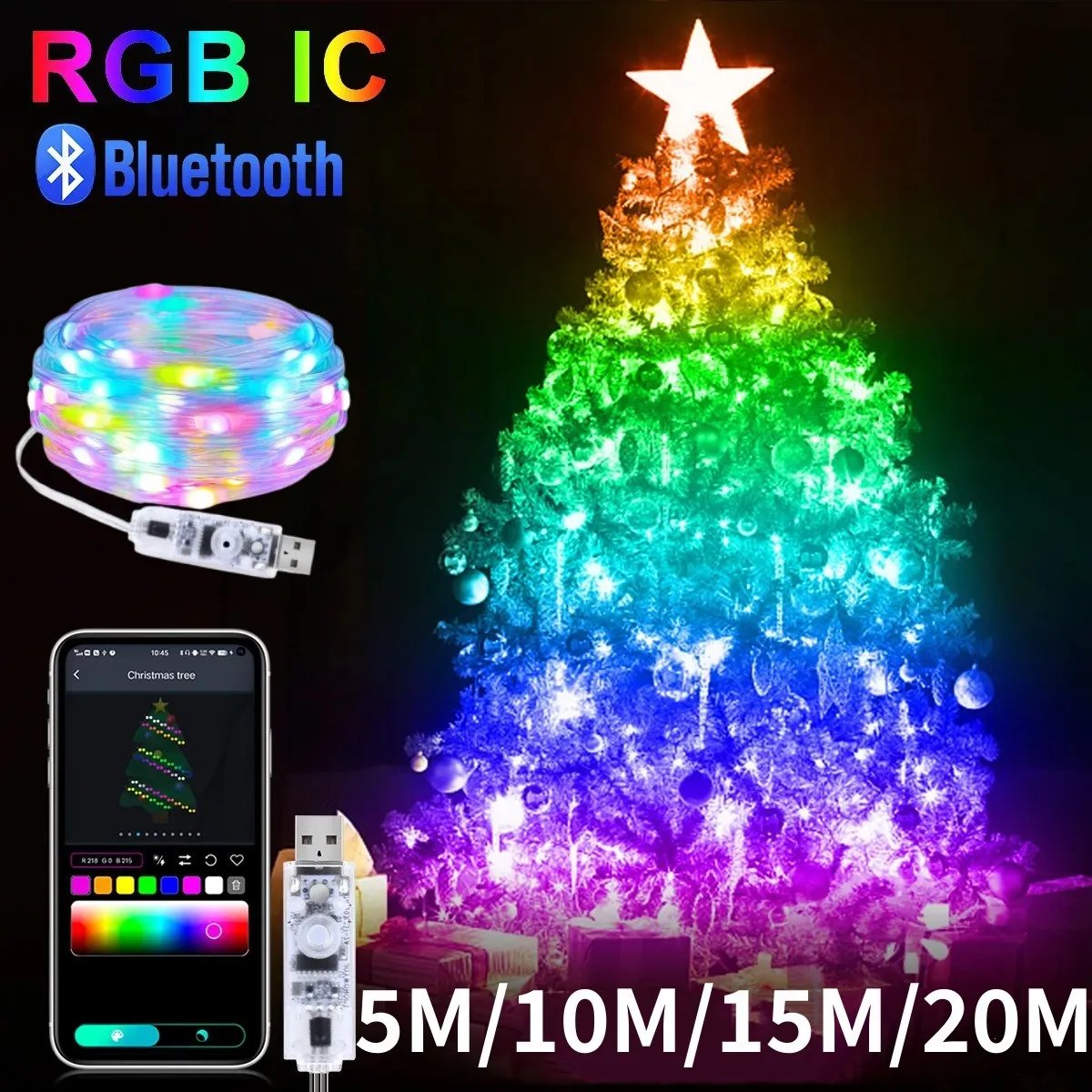 М rgbic usb sting light bluetooth