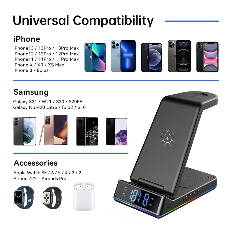 Беспроводная зарядная станция 3 в 1 для iphone 14 - Фотография_3