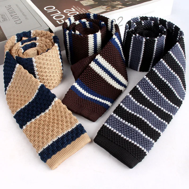 Полосатые вязаные галстуки для мужчин - Фотография_2