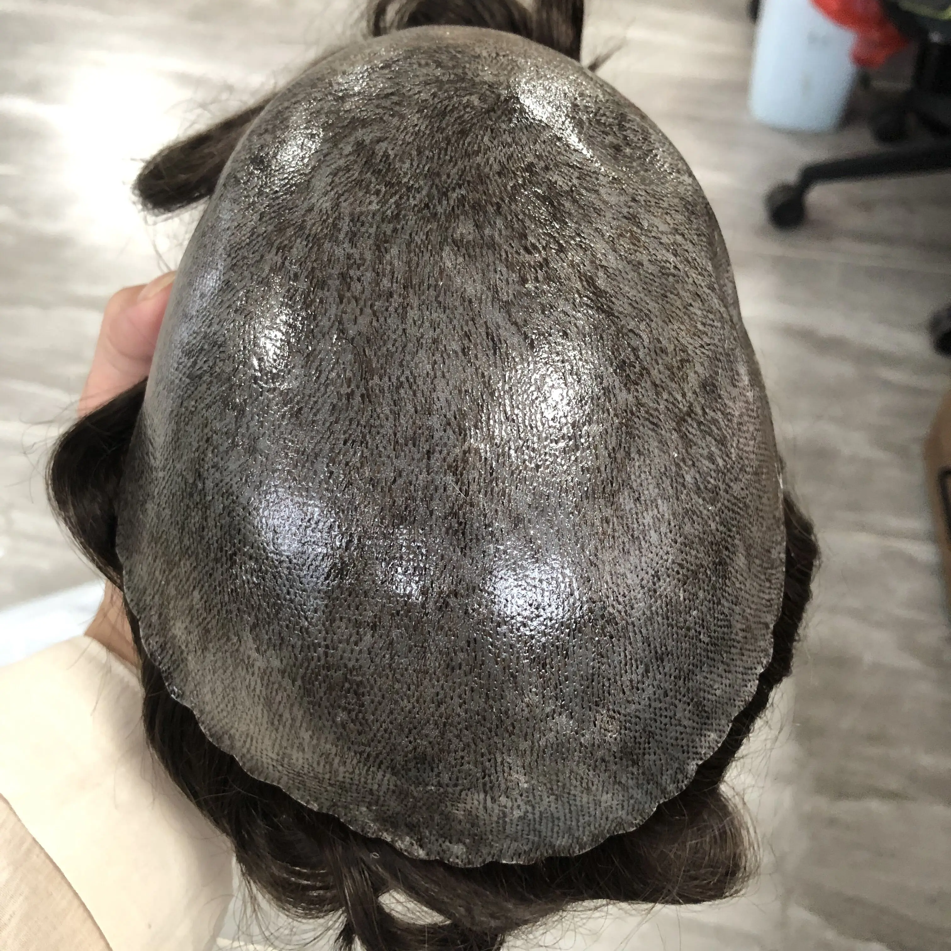 1b40 1b65 серые человеческие волосы мужской парик необнаружимый 0 - Фотография_6