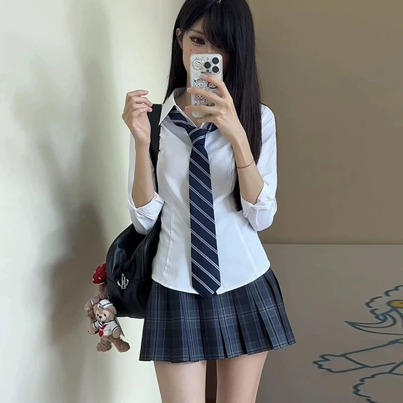 Harajuku y2k slim fit белая рубашка - Фотография_5