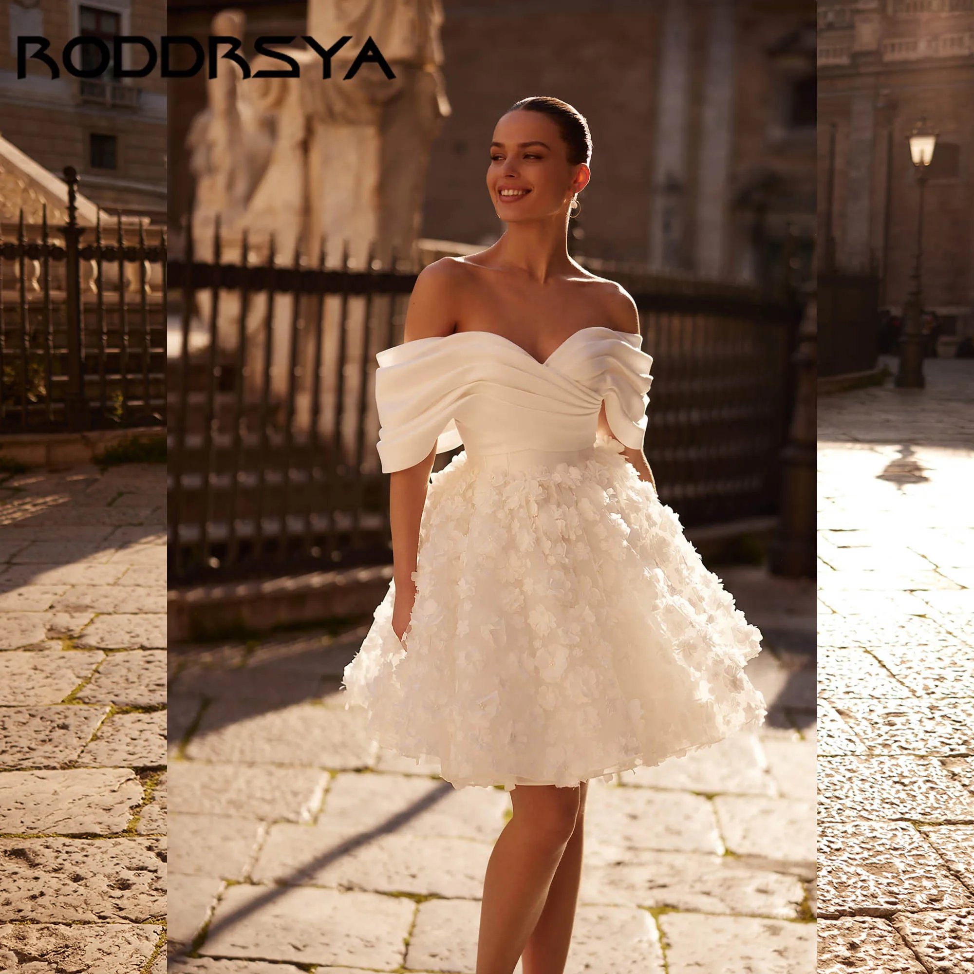 Roddrsya короткое свадебное платье с 3d цветочным принтом - Фотография_5