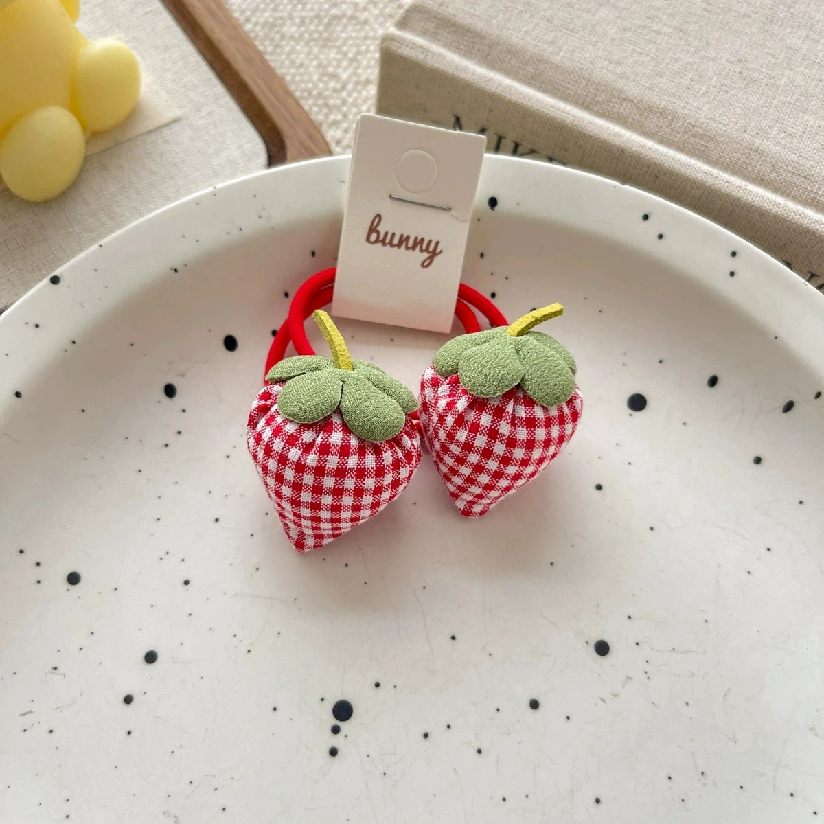 Эластичные ленты для волос с рисунком клубники для девочек - Фотография_2