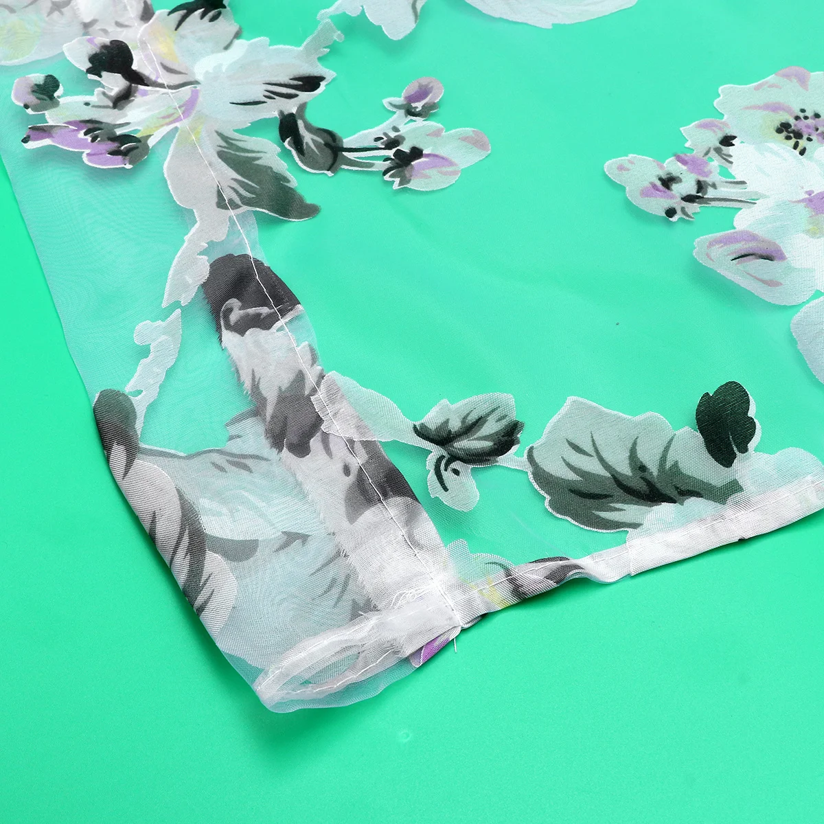 Прозрачная оконная занавеска с цветком орхидеи - Фотография_3