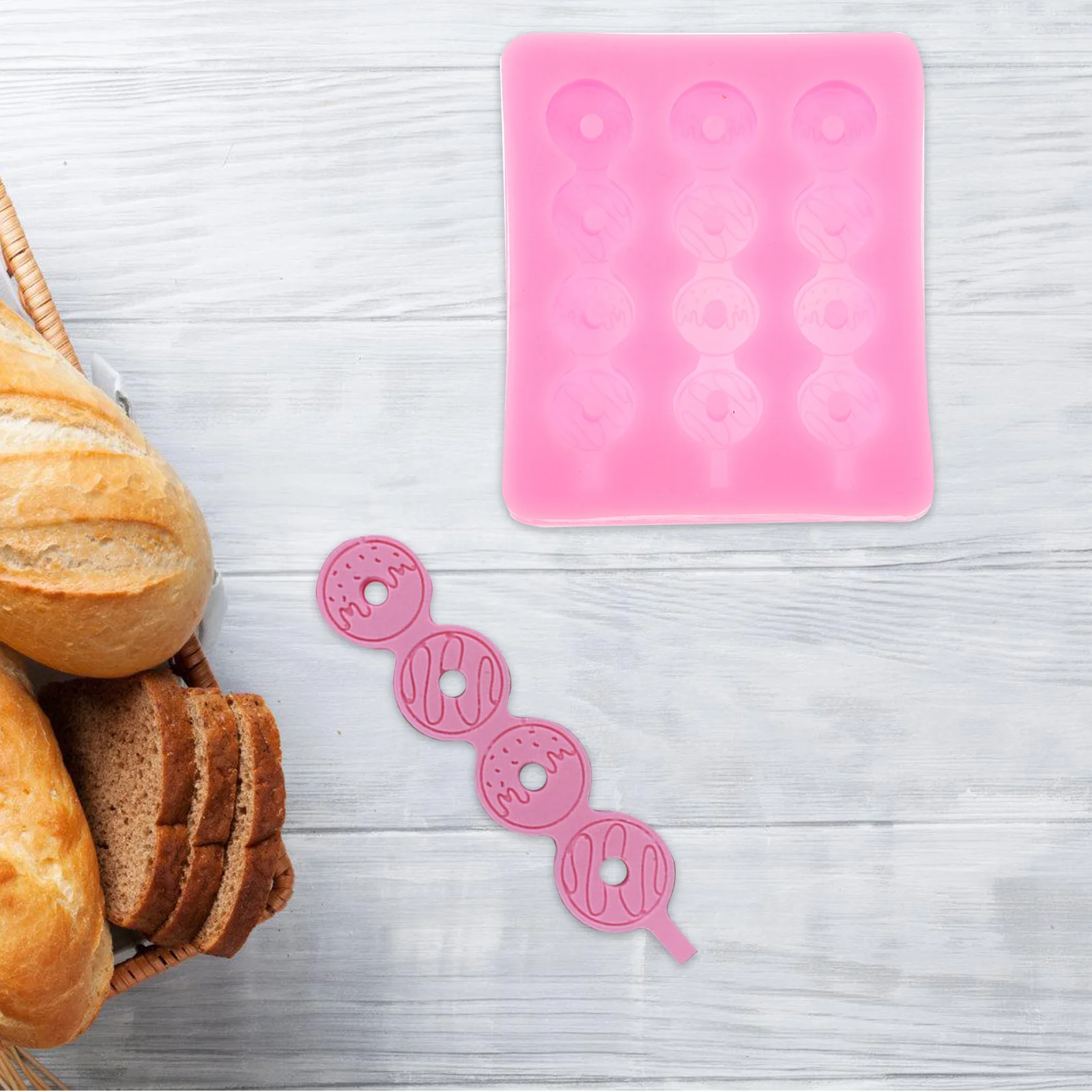 Силиконовая форма для конфет в форме пончика и яблока - Фотография_3