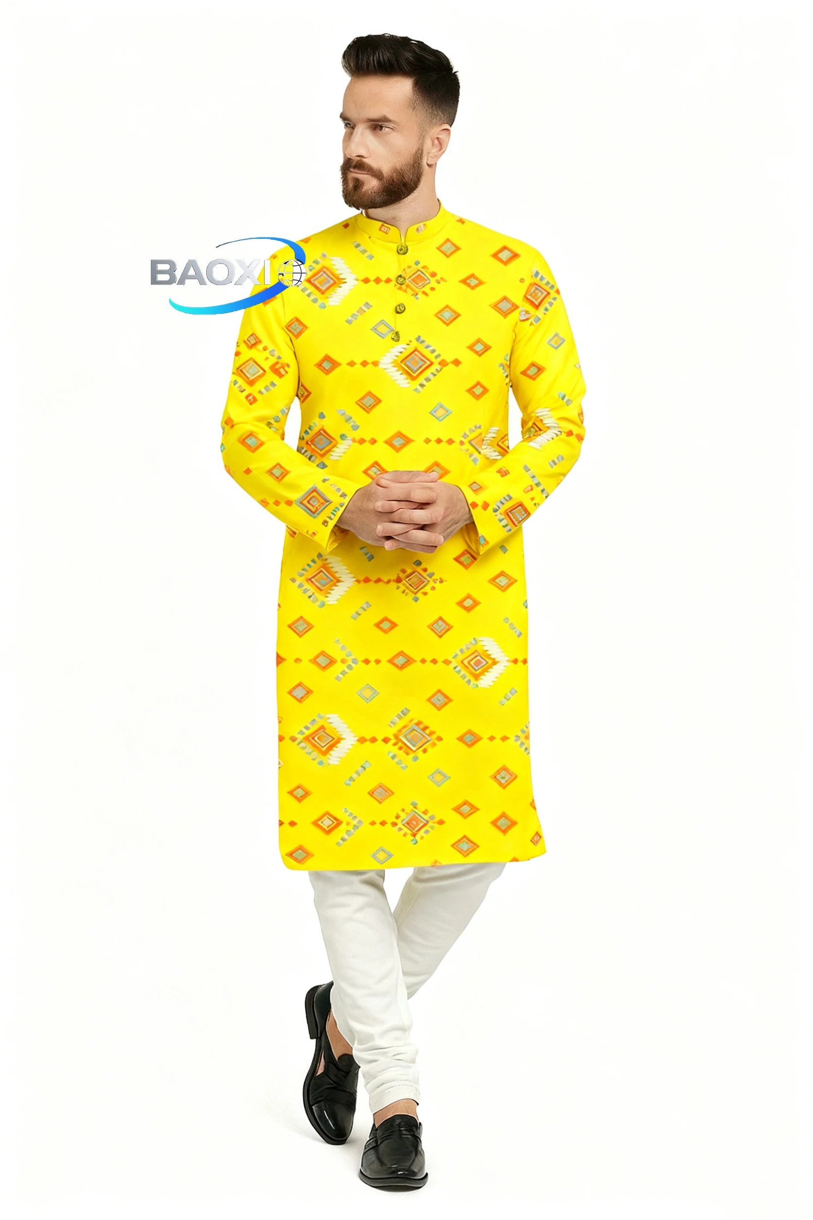 Мужская курта с цифровым принтом постоянного кроя - Фотография_3